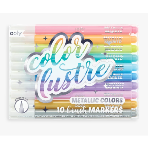 [INT-130-064] Set Marcadores Punta Pincel Colores Metálicos - Color Lustre Metallic Brush Markers - Set of 10